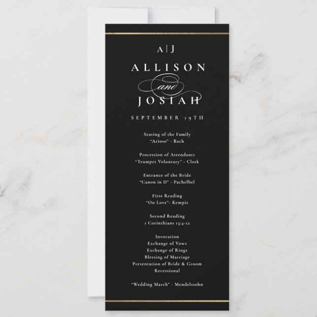 Carte Élégant Mariage d'or Monogram (Devant)