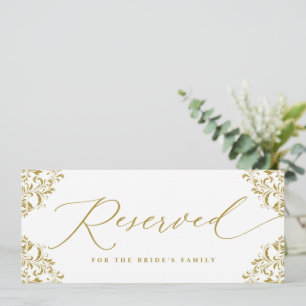 Carte Élégant Mariage Gold Réservé Chaise ou panneau de 