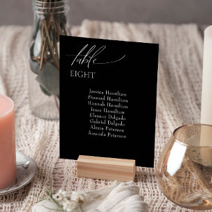 Carte Élégant mariage noir invités assis numéros de tabl