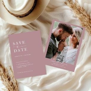 Carte Elégant mariage rose Dusty Enregistrer la date