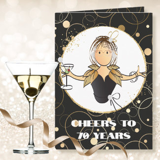 Carte Elégant Martini 70e Anniversaire Glamour