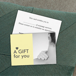 Carte Elégant Massage Therapist Photo Jaune Grey Coeur