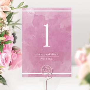 Carte Elégant Mauve rose Aquarelle Numéro de tableau