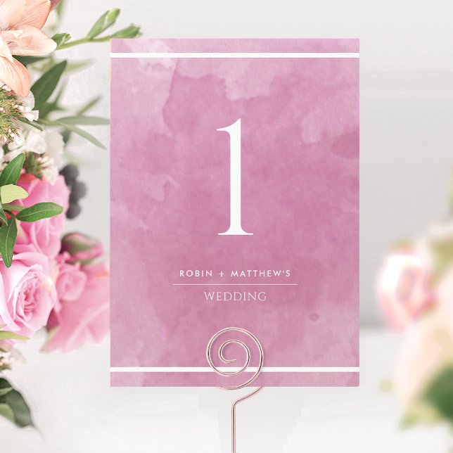 Carte Elégant Mauve rose Aquarelle Numéro de tableau (Créateur téléchargé)