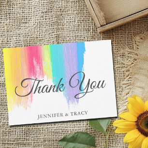 Carte Elégant Merci d'aquarelle arc-en-ciel
