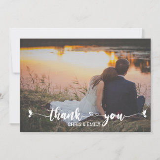 Carte Élégant Merci de calligraphie du coeur et des oise