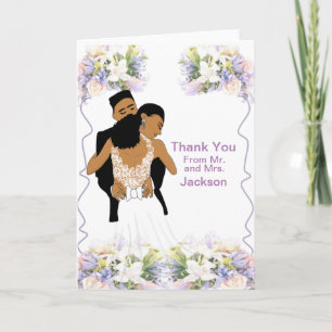 Carte Élégant Merci Mariage Floral Africain-Américain