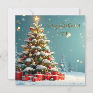 Carte Elegant Merry Christmas Flat Card | Minimal Gold