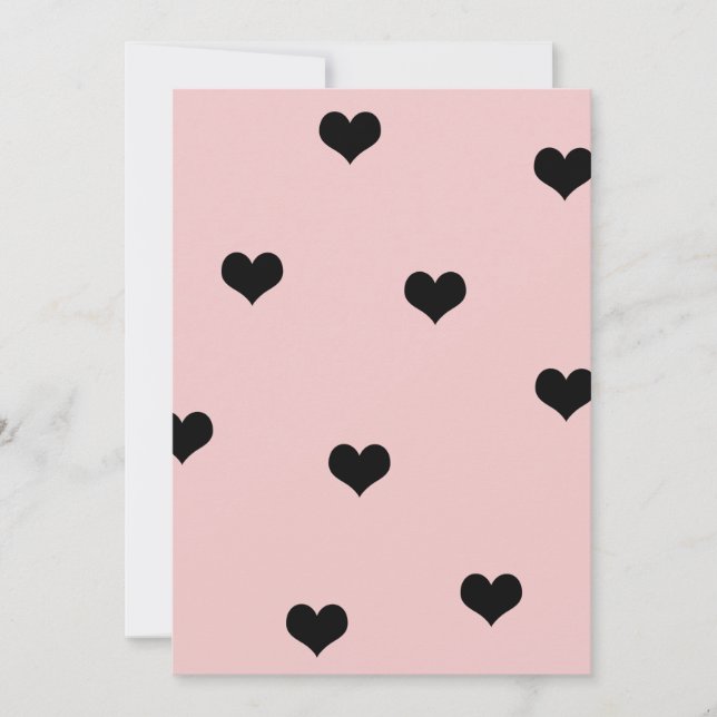 Carte Élégant mignon noir et rougissant motif de coeur r (Devant)
