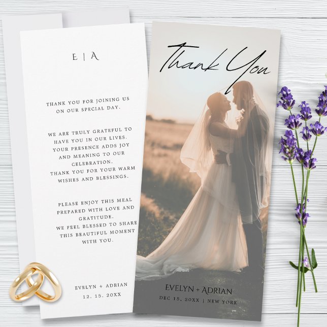 Carte Elegant Minimalist Photo wedding Thank You Card (Créateur téléchargé)