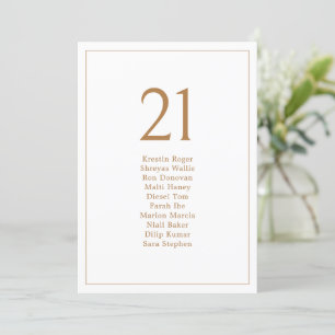 Carte Élégant minimaliste Gold Seating Chart Numéro de t