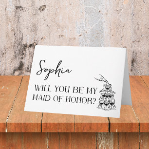 Carte Élégant minimaliste moderne servante d'honneur pro