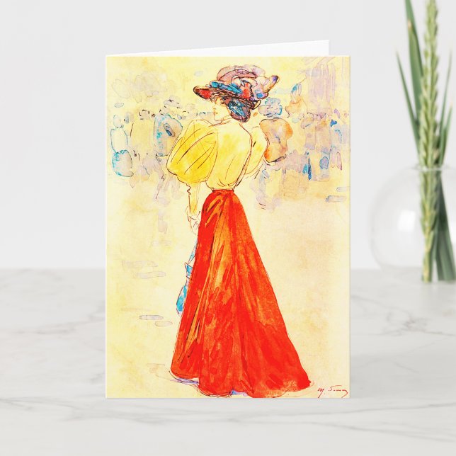 CARTE ÉLÉGANT MODERNE AVEC UNE SKIRT ROUGE PAR HENRY SOM (Devant)