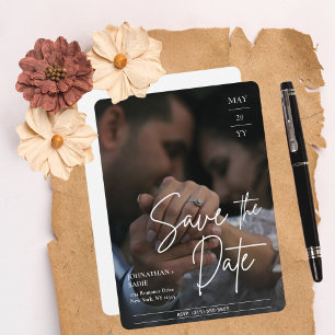 Carte Élégant Moderne Photo Mariage Économisez la Date