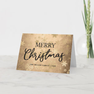 Carte Élégant Motif de flocon de neige Joyeux Noël Or