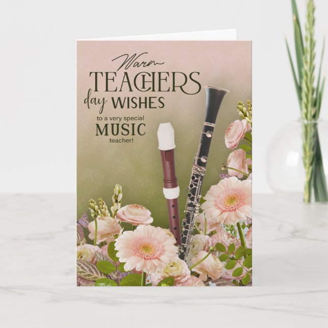 Carte Elegant Music Teacher’s Day Floral Card (Devant)