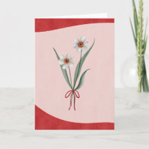 Elegant Narcissus Flower Watercolor Holiday Card 