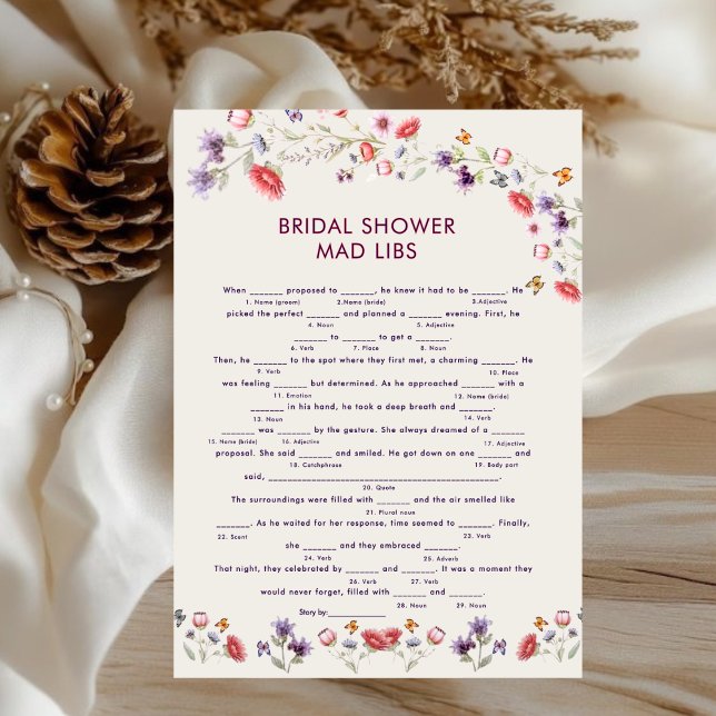 Carte Elegant New Chapter Begins Bridal Shower Mad Libs (Créateur téléchargé)