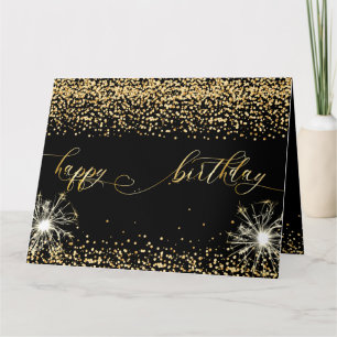 Carte Elégant Noir Confetti Joyeux design d'anniversaire