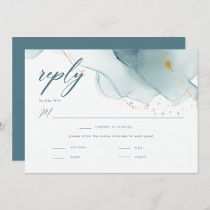 Carte Elégant Ocean Beach Dusty Blue Mariage Repas RSVP