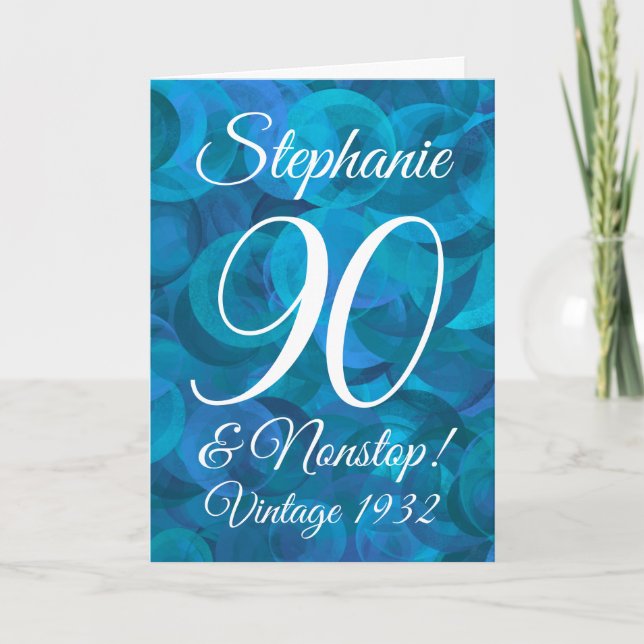 Carte Elégant Ocean Blue 90 & Nonstop Anniversaire (Devant)
