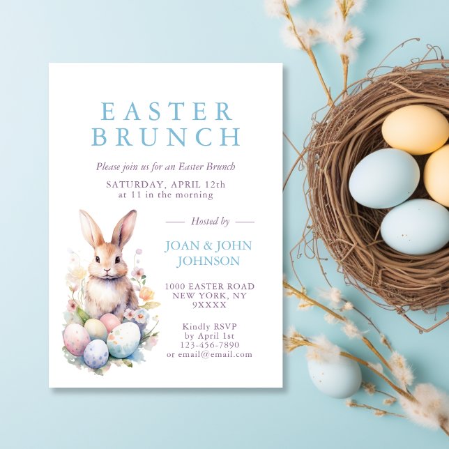 Carte Elégant Oeufs aquarelle Floral Pâques BRUNCH (Elegant Watercolor Eggs Floral Easter BRUNCH Card)