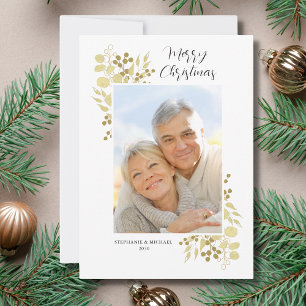 Carte Elégant or vert Joyeux Noël Photo