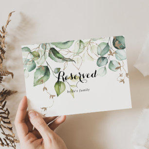 Carte Élégant or vert Mariage Réservé Signal
