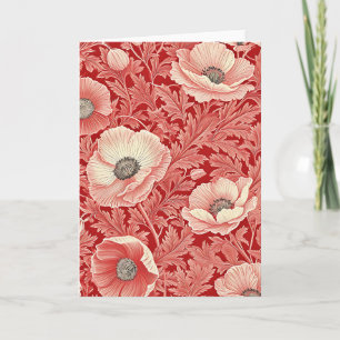 Carte Élégant Papes Rouge Rose Art Floral