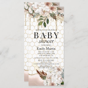 Carte Elégant Parties scintillant Florale  Baby shower e