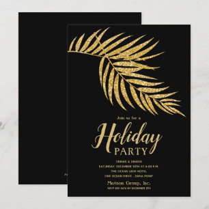 Carte Elégant Parties scintillant or Palm Holiday Noël I