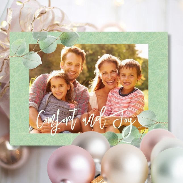 Carte Élégant Pastel traditionnel Eucalyptus Noël (Créateur téléchargé)