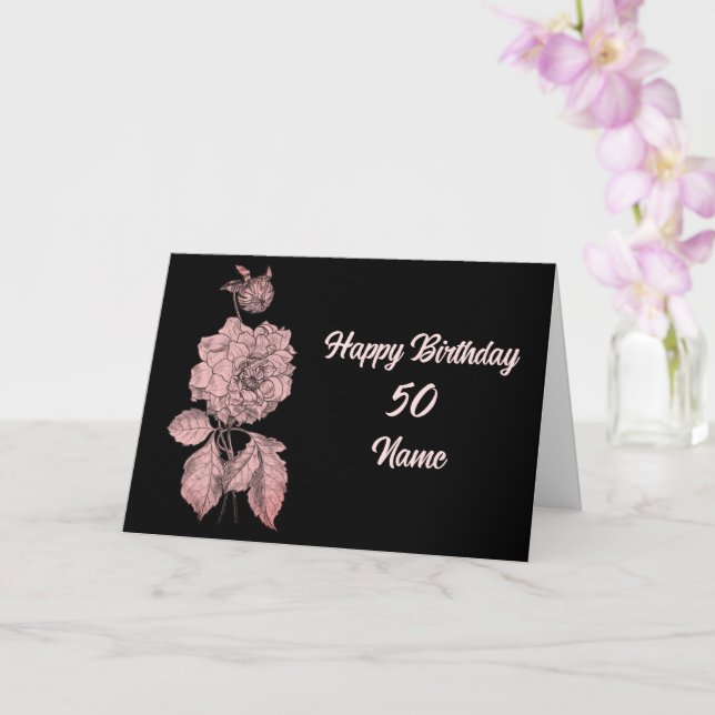 Carte Elégant Peony Flower Personnalisé Anniversaire (Orchidée)