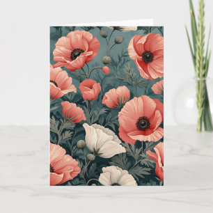 Carte Élégant Pépites Roses Blanches Rouge Feuille foncé