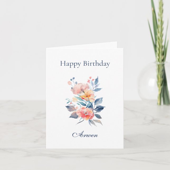 Carte Elegant Personalized Name Floral Arwen (Devant)
