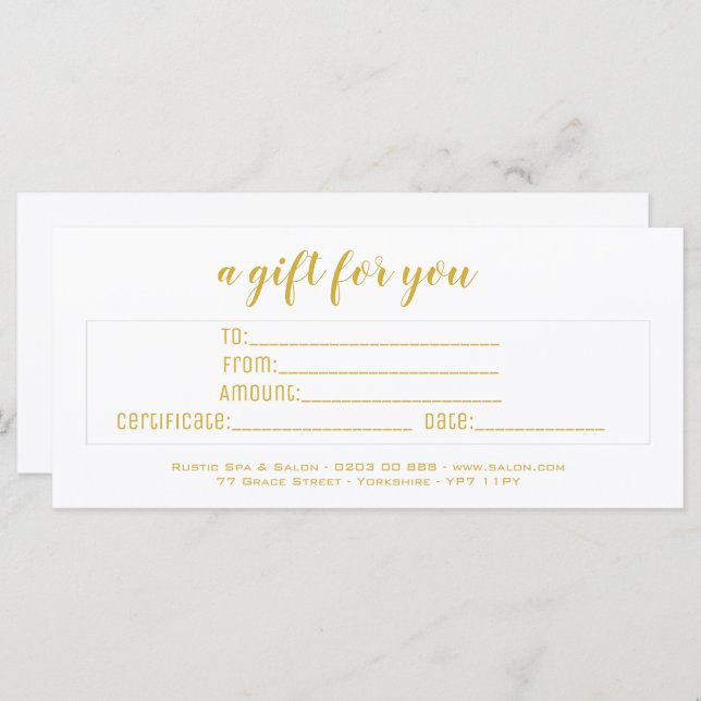 Carte Élégant personnalisation White & Gold Script Busin (Devant / Derrière)