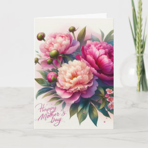 Carte Elégant Pies Roses Fête des Mères Floral