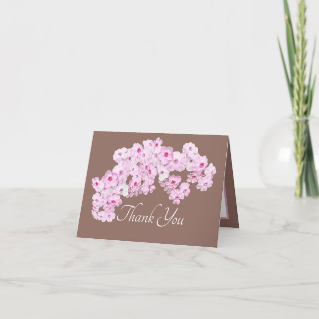 Carte Elegant Pink Flowers Chic Bouquet Thank You (Devant)