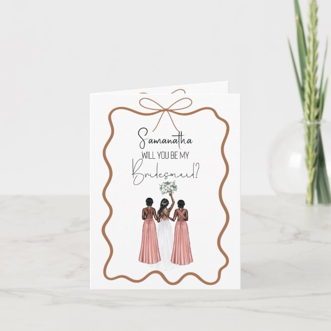 Carte Elegant pink Satin Dress Bridesmaid Proposal (Devant)