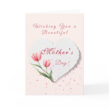 Elegant Pink Tulips & Paper Heart Mother's Day