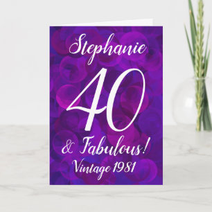 Carte Elégant Purple 40 et Fabuleux Anniversaire Customi