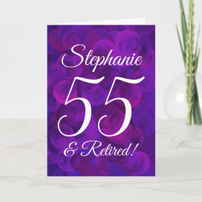 Carte Élégant Purple 55 et retraite heureuse (Devant)