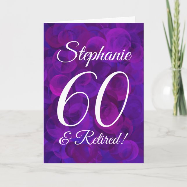 Carte Élégant Purple 60 et retraite heureuse (Devant)