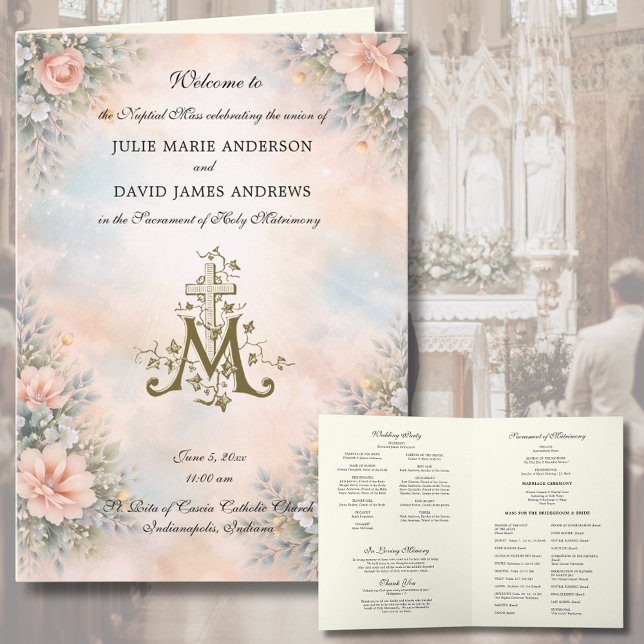 Carte Elegant Religious Catholic Wedding Mass Program (Créateur téléchargé)