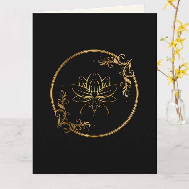 Carte Élégant Riche Lotus d'or Fleur traditionnelle indi (Fleur jaune)