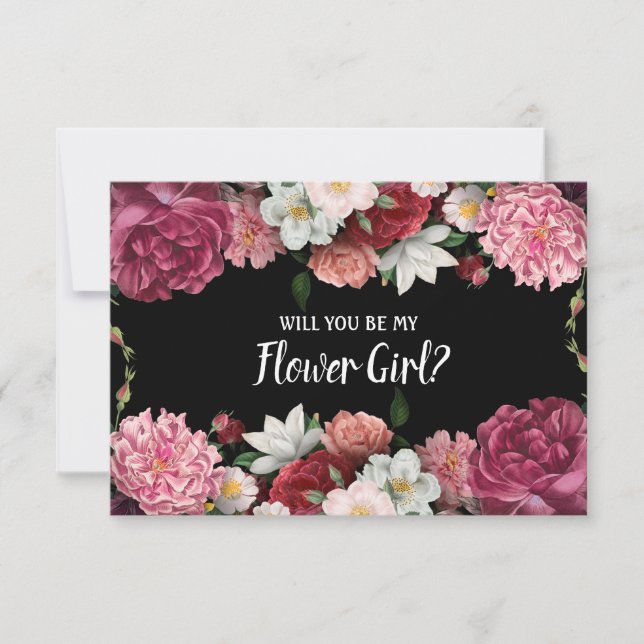Carte Élégant Rose Bourgogne Serez-Vous Ma Fille Fleur (Devant)
