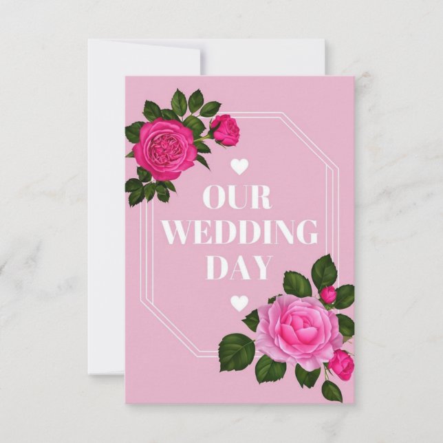 Carte Elégant rose de mariage jour d'invitation concepti (Devant)