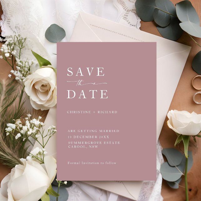 Carte Elégant Rose de poussière mariage Enregistrer la d (Créateur téléchargé)