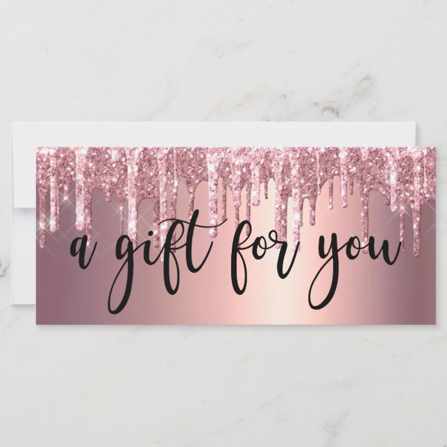 Carte Élégant rose en cuivre or parties scintillant gout (Devant)