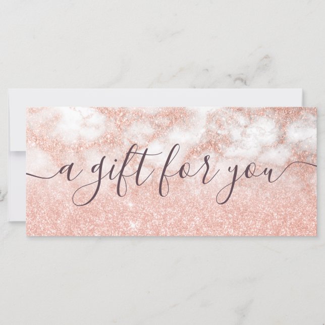 Carte Elégant rose en cuivre or parties scintillant maqu (Devant)